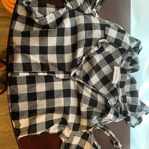 Cold shoulder long sleeve blouse with ties on each shoulder